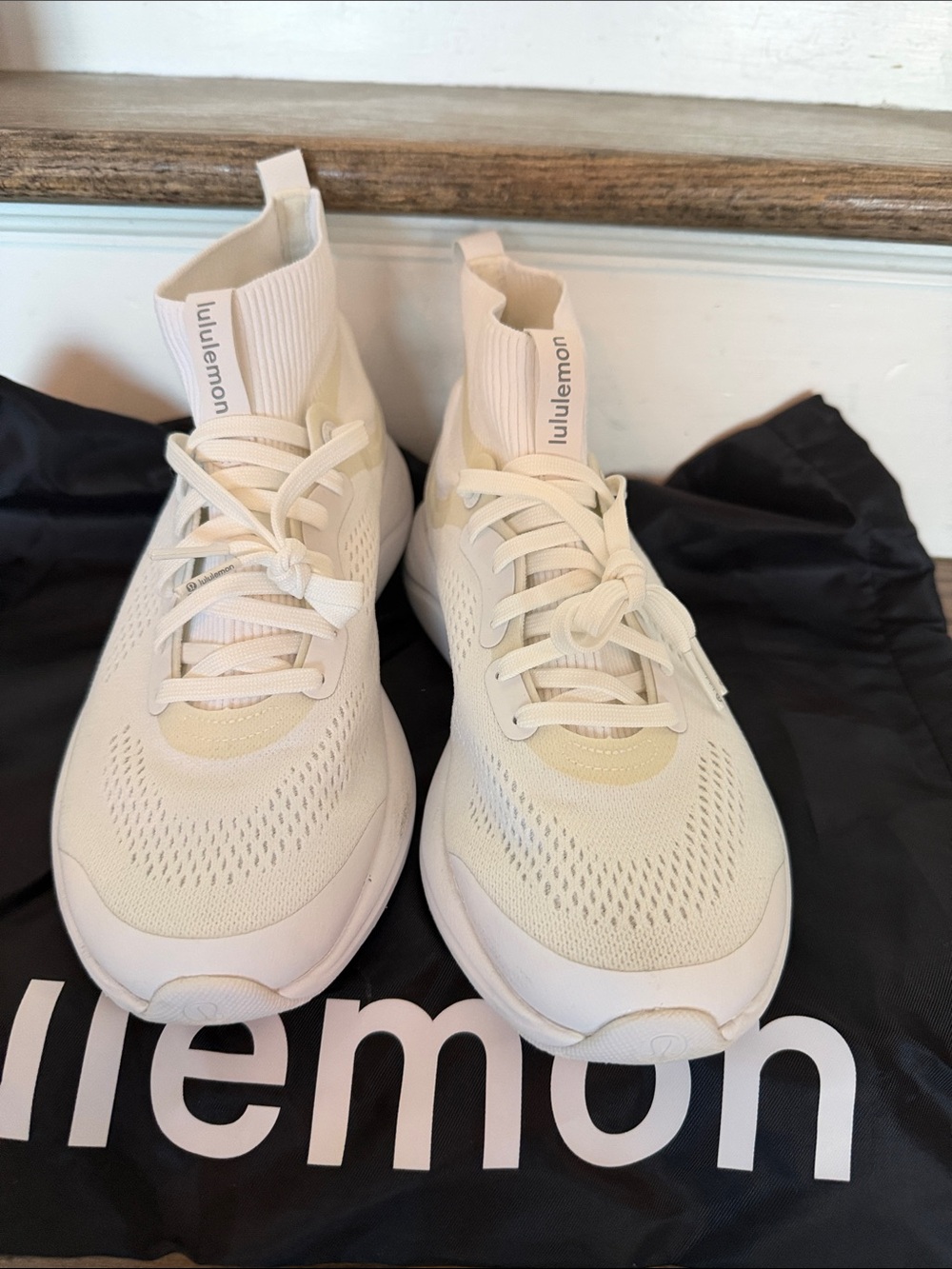 lululemon athletica women’s White Knit High-Top Sneakers